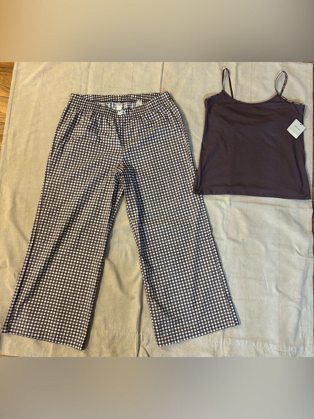 Calvin Klein Women Brown Plaid Lounge Sleepwear